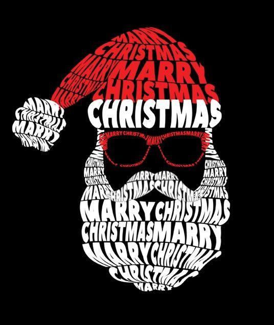 a poster with the words merry christmas and a santa hat on it's head