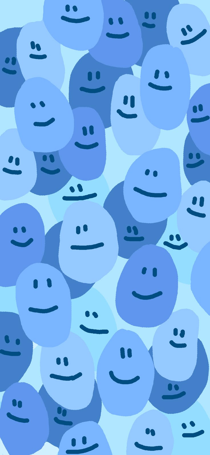 many blue smiley faces are arranged in the shape of an image on a light blue background