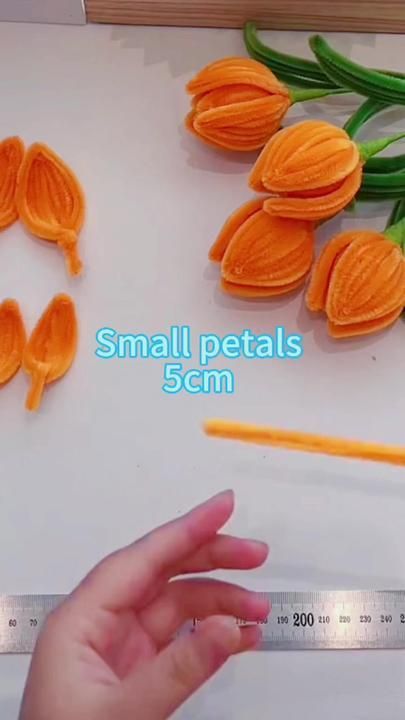 someone is measuring the size of small petal pieces with a tape measure in front of them