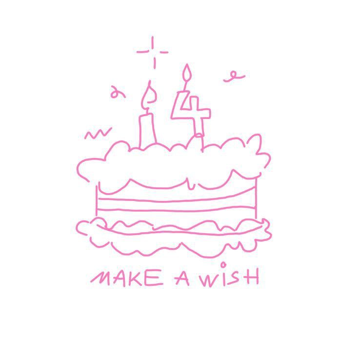 a birthday cake with candles on it and the words make a wish written in pink