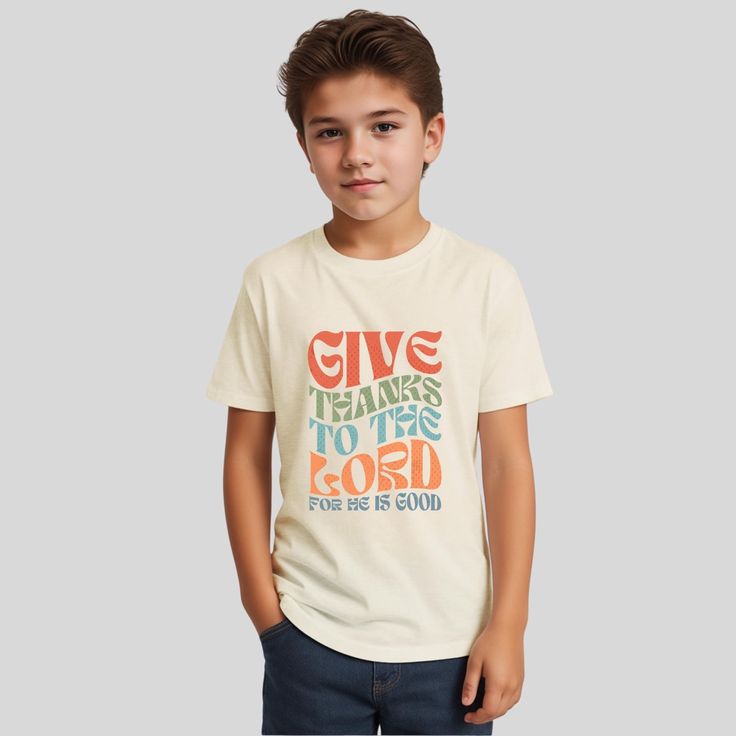 Give Thanks To The Lord Kids Shirt. Base On Psalm 106:1 And Crafted With Ultra-Soft Polyester Fabrics, This Christian Shirt It's Designed To Deliver A Luxurious And Comfortable Feeling All Day Long, Perfect For Every Occasion. Experience The Joy Of Giving With This Timeless Piece. Material: 100% Polyester With A Soft Cotton Feel Fits True To Size Unisex Church Tshirt, Christian Kids Shirts, Psalm 106, Joy Of Giving, Give Thanks To The Lord, Thankful Shirt, Christian Kids, Faith Shirt, Christian Shirt