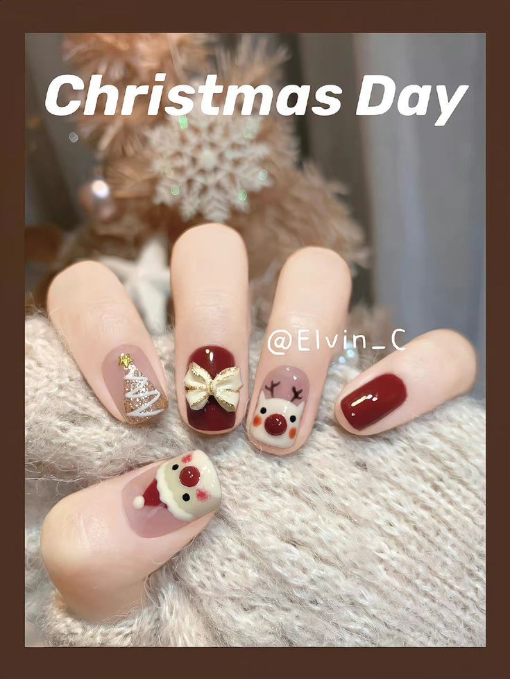 Gel Nails Kawaii, Leg Nails, Noel Nails, Nail Noel, Feet Nail Design, Xmas Nail Art, Minimal Nails Art, Velvet Nails, Fake Nails Designs