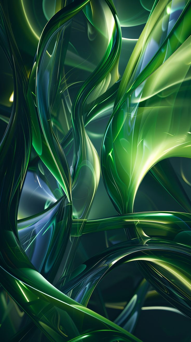 an abstract green and blue background with wavy lines