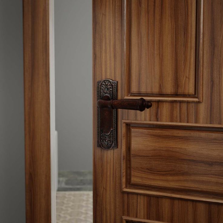 a wooden door with a handle on it