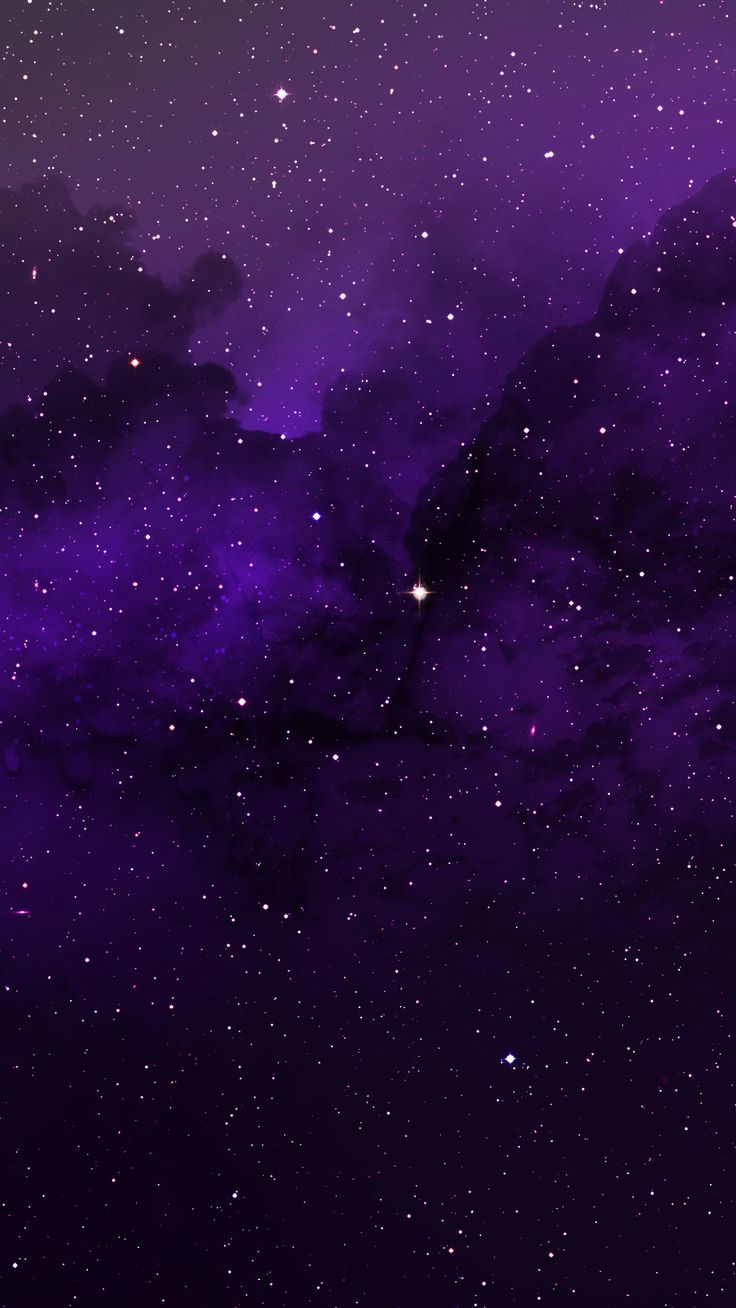 the night sky is filled with stars and purple clouds, as well as dark blue hues