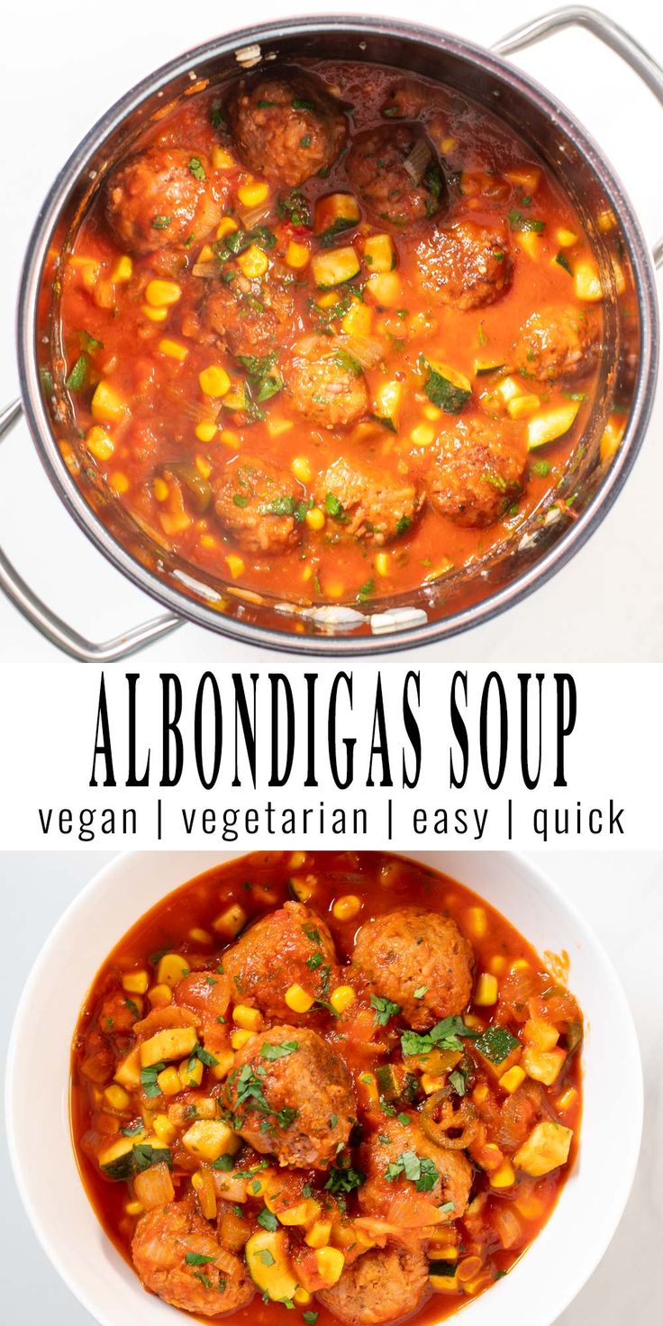 an image of a bowl of soup with meatballs and corn