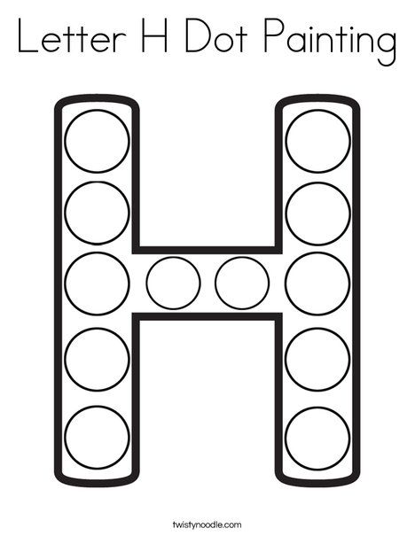 the letter h dot painting worksheet with dots and circles in black and white