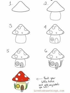 how to draw a cute fairy house step by step with pictures for kids and adults