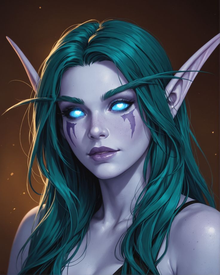 Night elf Night Elf Warcraft, Night Elves World Of Warcraft, Wow Elves, Dusk Elf Dnd, Night Elf Wow, Night Elf Art, Wow Night Elf, Banshee Art Beautiful, Night Elf Female