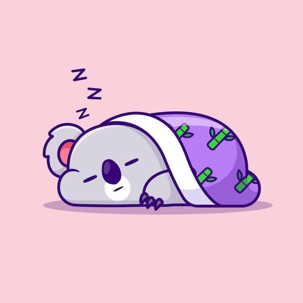 a cartoon koala sleeping on its side