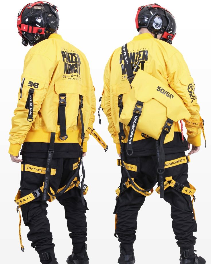 TECHNOLOGY X APPAREL - AFFORDABLE TECHWEAR JACKET, PANTS, T-SHIRT, ETC. WE SHIP WORLDWIDE - CHAT TO OUR CUSTOMER SERVICE VIA WHATSAPP +62-896-5571-5363. Cyberpunk Mode, Techwear Jacket, Cyberpunk Clothes, Tech Wear, Yellow Jackets, Streetwear Mode, Cyberpunk Fashion, Cyberpunk Character, Cyberpunk Style