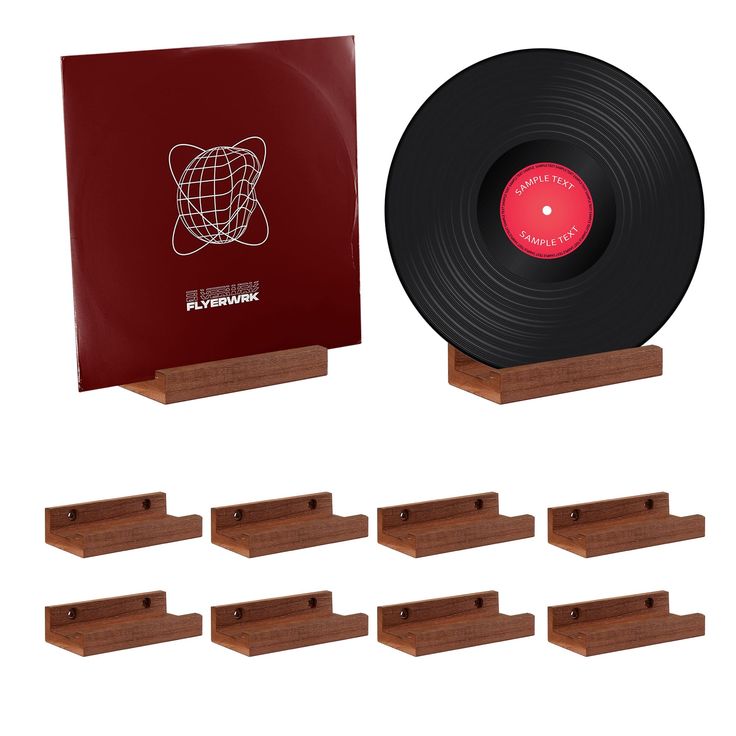 a set of six record players with wooden bases