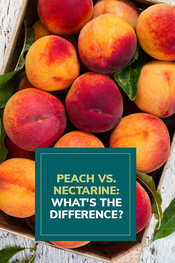 peaches in a box with the words peach vs nectarine what's the difference?