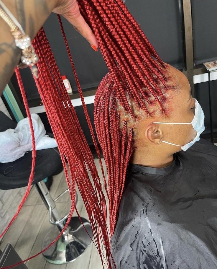 Burgundy Box Braids, Boho Braided Hairstyles, Maroon Hair, Light Brown Skin, Hair Business, Green Wig, Hair Due, Braids Hairstyles Pictures, High Maintenance