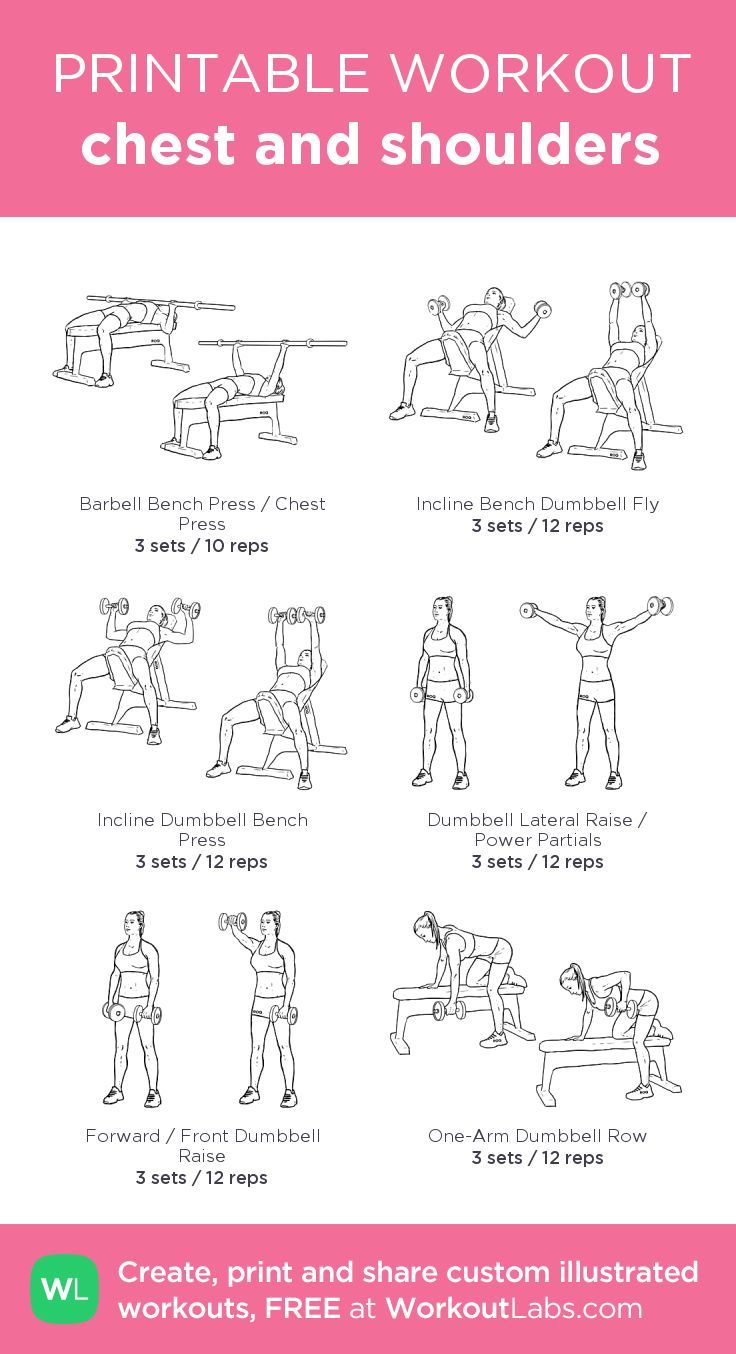 the printable workout poster shows how to do chest and shoulder exercises for beginners