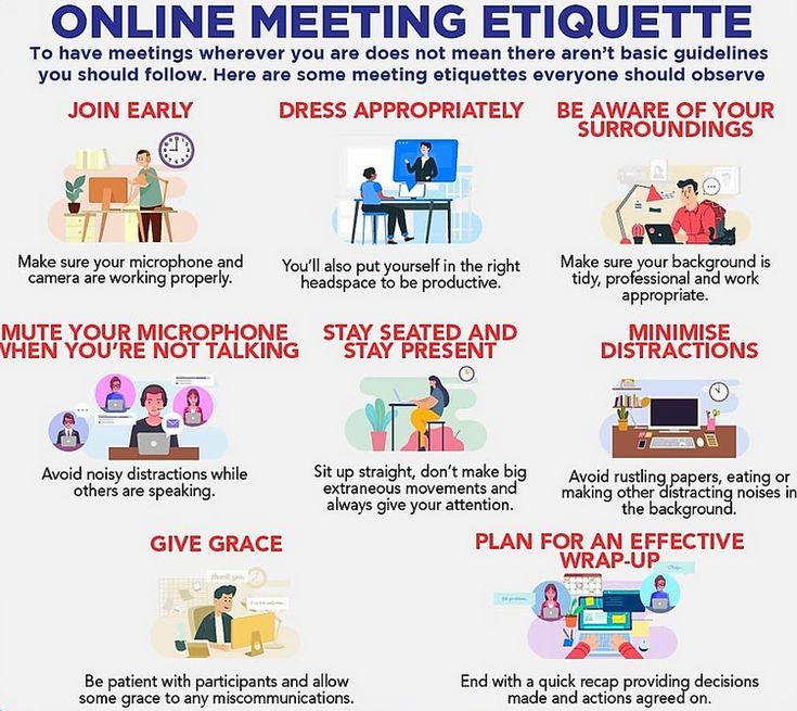 a poster explaining the benefits of online meeting etiquette