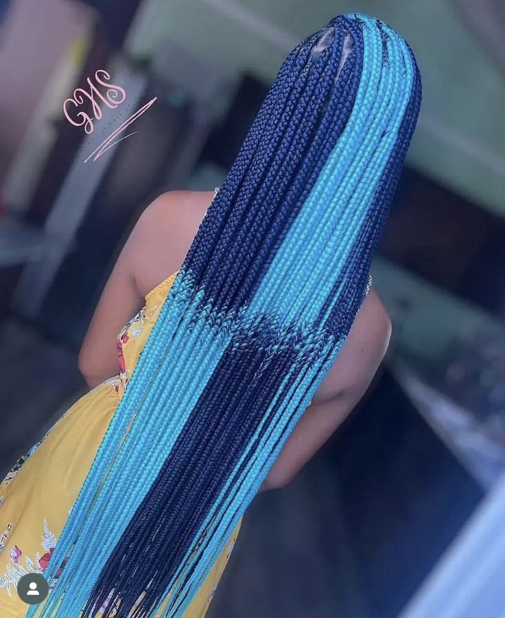 Checkered Box Braids, Checkered Braids, Blue And Green Knotless Braids, Buss Down Braids, Color Knotless Braids For Black Women, Crochet Hair Braids, Healthy Black Hair, Ombre Box Braids, Latest Braided Hairstyles