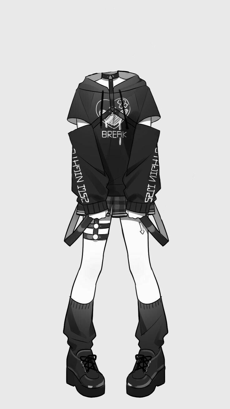 Emo Clothing Drawing, Emo Outfit Drawing, Tomboy Outfits Drawing, Anime Clothes Outfits Drawing, Anime Tomboy, Emo Anime, Punk Style Outfits, Art Outfits, Clothing Design Sketches