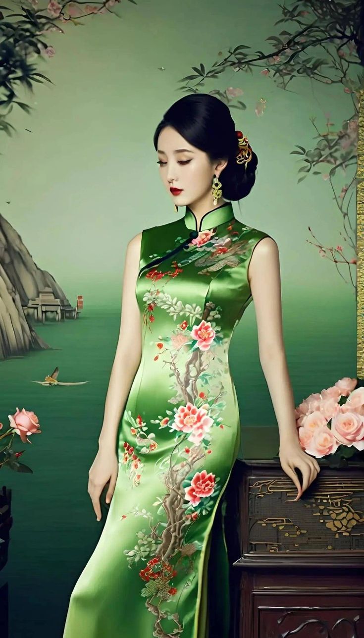 Chinese Gown, Asian Clothes, Flowers Shop, Cheongsam Dress, Asian Outfits, Muslimah Fashion, Chinese Dress, Photo Lab, Cheongsam