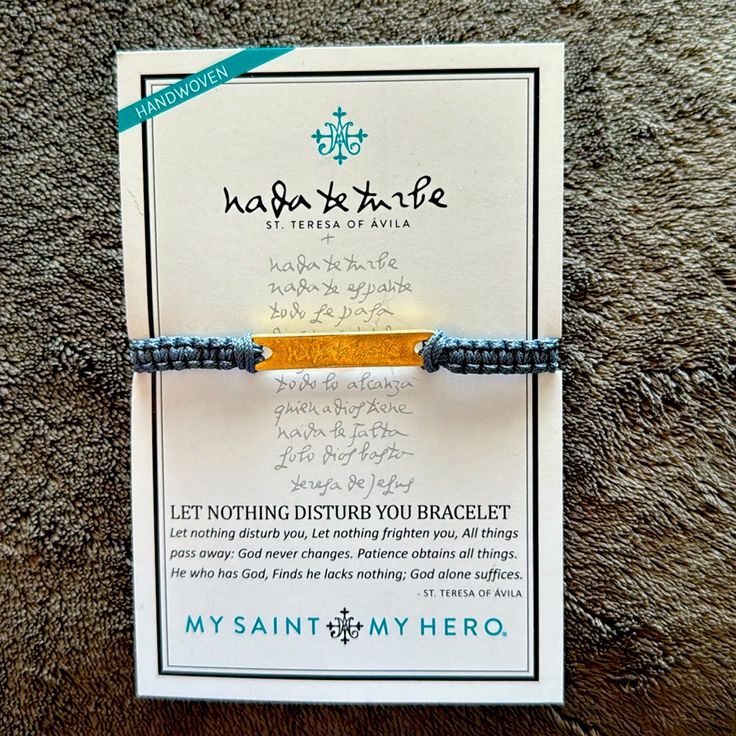 My Saint My Hero Bracelet. Brand New. Never Used Hero Bracelet, Let Nothing Disturb You, Saint Teresa, Womens Jewelry Bracelets, My Hero, Hand Weaving, Women Jewelry, Let It Be, Bracelet