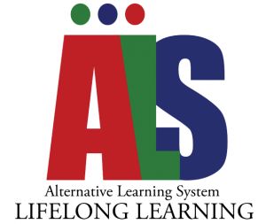 the logo for alternative learning system lifelong learning center, which is located in an area with