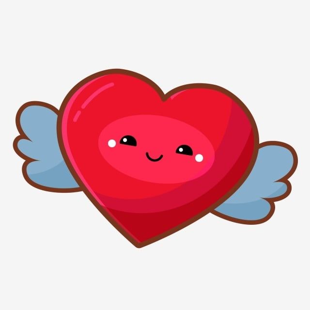 a red heart with angel wings on it