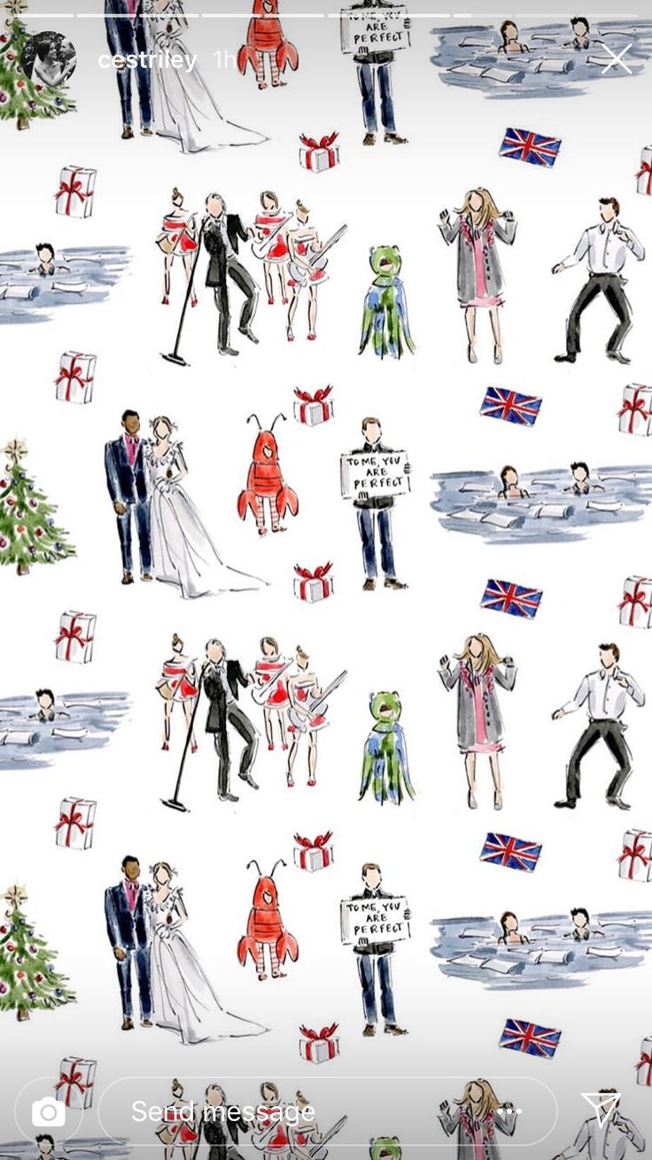 an image of people dressed up in different outfits and holding christmas decorations on a white background