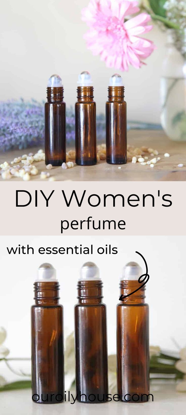 Make your own naturally fragranced DIY women’s perfumes using essential oils with a full video tutorial and printable labels. Perfume With Essential Oils, Body Spray Recipe, Diy Perfume Recipes, Essential Oil Perfume Blends, Essential Oil Roller Bottle Recipes, Essential Oil Perfumes Recipes, Roller Bottle Recipes, Homemade Perfume, Organic Perfume