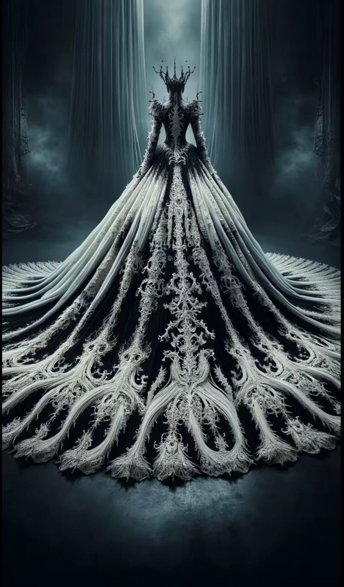 Moody Clothes, Villain Dresses, Dark Romantic Wedding, Black Brush, Magic Dress, Queen Dresses, Fairytale Fashion, Dark Romantic, Fantasy Dresses