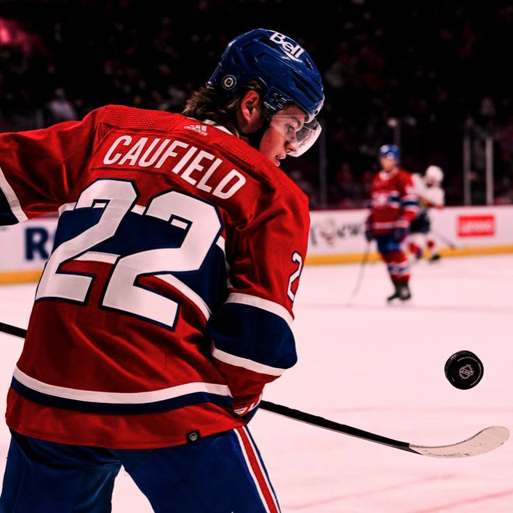 a hockey player in red jersey on the ice