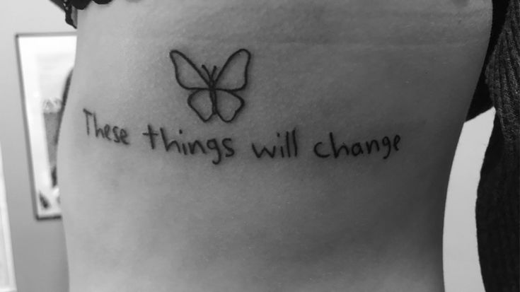 a black and white photo of a woman's stomach with the words, these things will change written on it