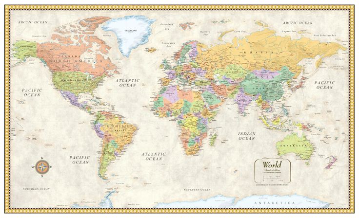 the world map with all countries and major cities in yellow, green, blue, red, white