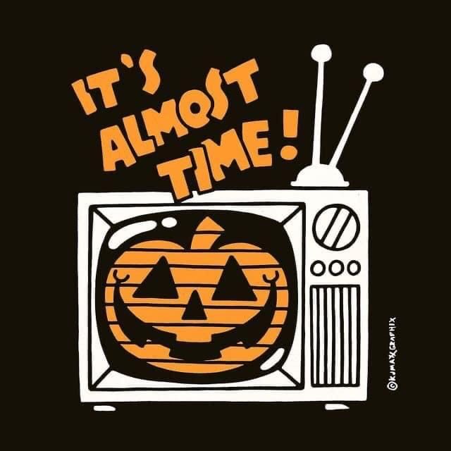 it's almost time halloween t - shirt design with an orange jack o lantern on the tv