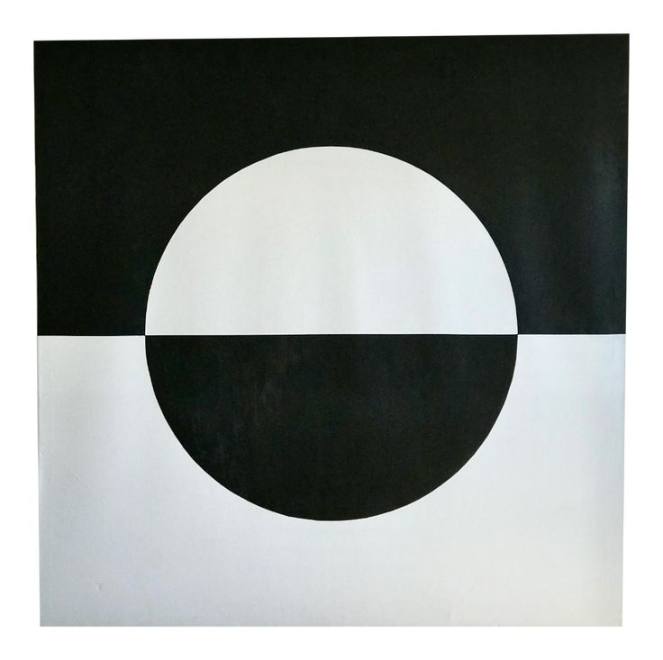 a black and white painting with an oval in the center on a plain background that appears to be made out of paper