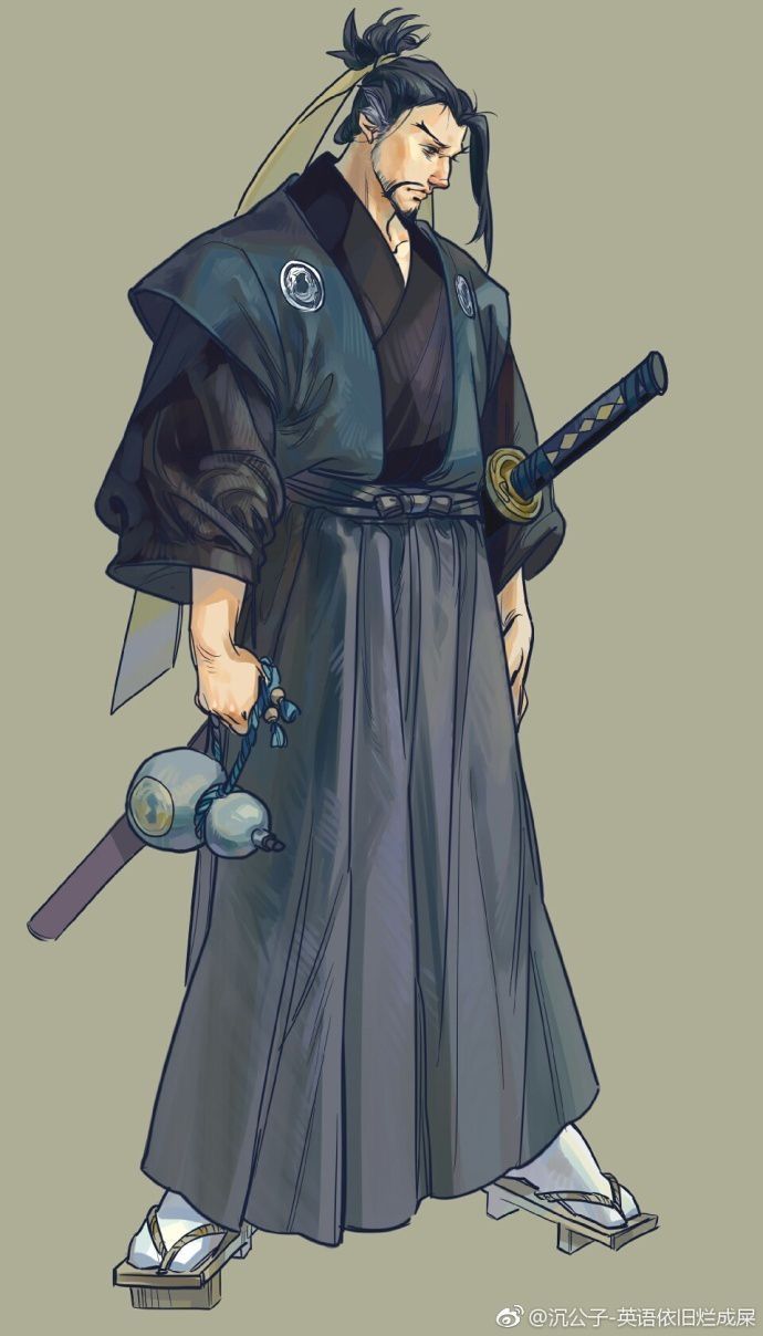 the character is dressed in black and holding two swords