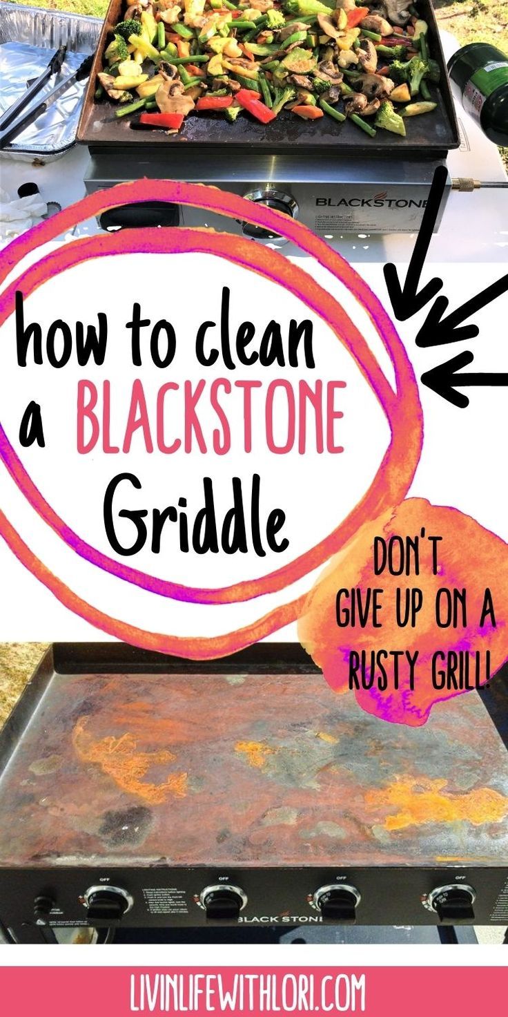 an outdoor grill with the words how to clean a blackstone griddle don't give up on a rusty grill