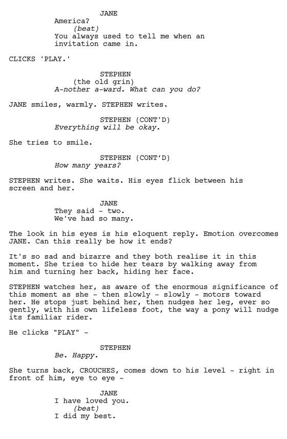 the screenplay for an upcoming film