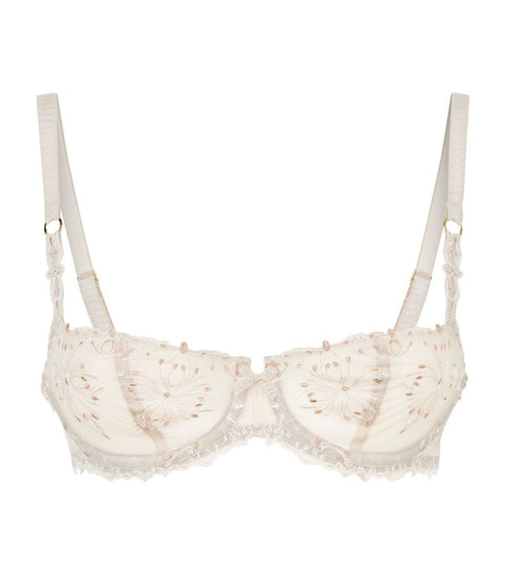 Find CHANTELLE Champs Elysees Balconette Bra on Editorialist. A feminine addition to your lingerie collection, this Chantelle Champs Elysees balconette bra is adorned with delicate floral embroidery and ladylike bow detailing. Featuring underwired cups for full support, the semi-sheer mesh lends an alluring charm to the beautiful piece. Pair with the matching thong for a romantic set. Elegant Full Cup Summer Bra, Elegant Party Bra With Removable Straps, Balconette Bra For Evening Wear, Fitted Balconette Bra For Party, Party Balconette Bra With Removable Cups, Elegant Bra With Removable Straps, Evening Balconette Bra With Removable Pads, Balconette Bra With Removable Pads For Evening, Elegant Balconette Bra For Party