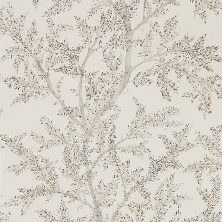 an image of a tree wallpaper with leaves and branches on the side, in neutral colors