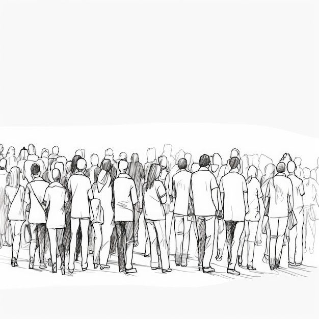 a group of people are standing in a line