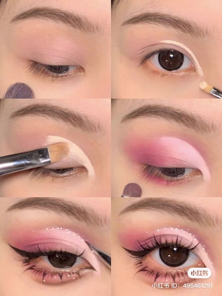 Soft Pastel Eye Makeup, Dark Pink Makeup, Pink Makeup Tutorial, Makeup Drawing, Doll Eye Makeup, Cute Eye Makeup, Korean Eye Makeup, Makeup Artist Tips, Makeup Help