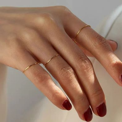 This ultra thin stacking ring by is made of 18K gold and rose gold plating for a timeless minimalist look. The minimalist design adds a delicate touch to any outfit, while the midi gold ring is suitable for both indoor and outdoor occasions. [MATERIAL]: Yellow brass with real 18k gold plated. Our ring will not tarnish or turn green. Clean Sterling Silver, Chic Rings, Minimal Ring, Layered Rings, Gold Rings Stackable, Fashion Enthusiast, Ring Stack, Gold Ring Stack, Gold Filled Ring