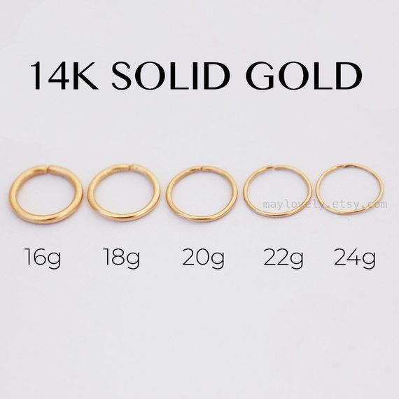 14K SOLID GOLD single hoop earring. An Infinity Endless hoop. No clasp!►ROSE or YELLOW SOLID GOLD 14k NOT plated or gold filled!!!❖ Please choose your needed gauge size (g) / inner diameter (mm) ►Inner DIAMETER of the hoop : Please choose your inner dimeter: 7/8/9 mmEveryones facial features are different ☺ 6 mm (super snug)7 mm (snug/tragus piercing fit)8 mm (common for all types- nose, upper earlobe fit)9/10 mm (lower earlobe)► Please choose gauge for your hoop:★Gauge: the thickness of the wir Tragus Earrings Hoop, Unique Ear Piercings, Unique Nose Rings, Nose Piercing Ring, Tiny Nose, Septum Hoop, Gold Nose Hoop, Gold Nose Ring, Tragus Jewelry