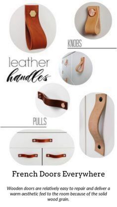 leather handles and pulls are shown with the names for each item in this article, which includes