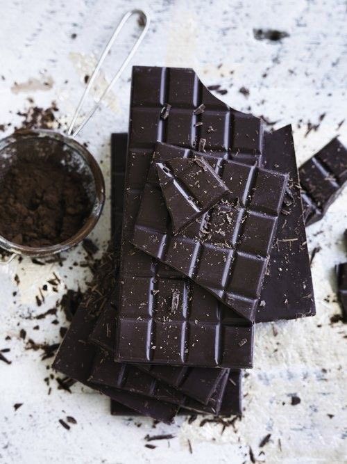 some chocolate pieces are sitting on the table