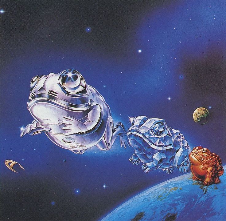 an image of a robot flying over the earth