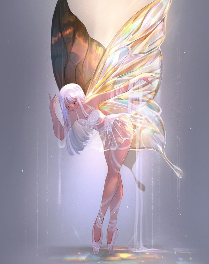 a digital painting of a woman with wings