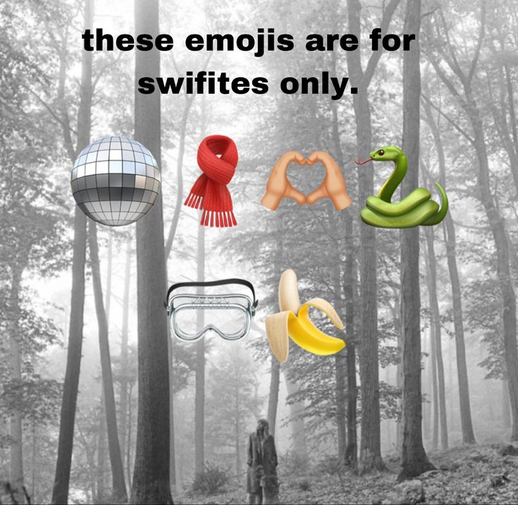 there are many different items in the forest with words above them that read, these emojis are for swiffies only