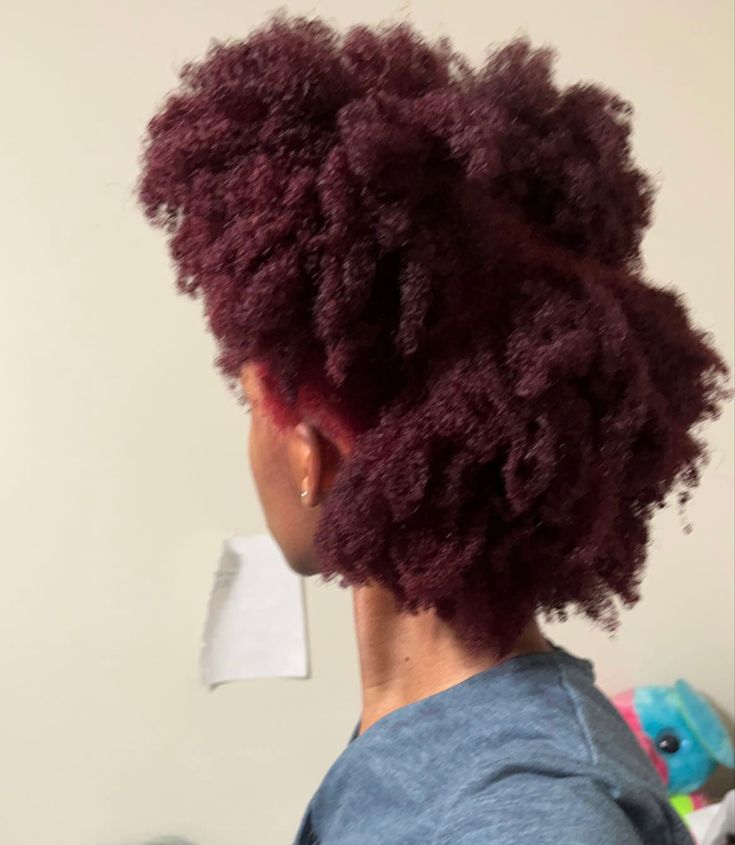 Burgundy Afro Hair Black Women, Maroon Natural Hair, Dark Red Afro Hair Natural 4c, Burgundy Type 4 Hair, Cherry Red On Curly Hair, Natural Hair Dye Ideas For Black Women 4c Hair, Burgundy Hair Dye On Black Women, Cherry Red 4c Hair, Dark Red Microlocs