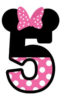 the number five is decorated with minnie mouse ears